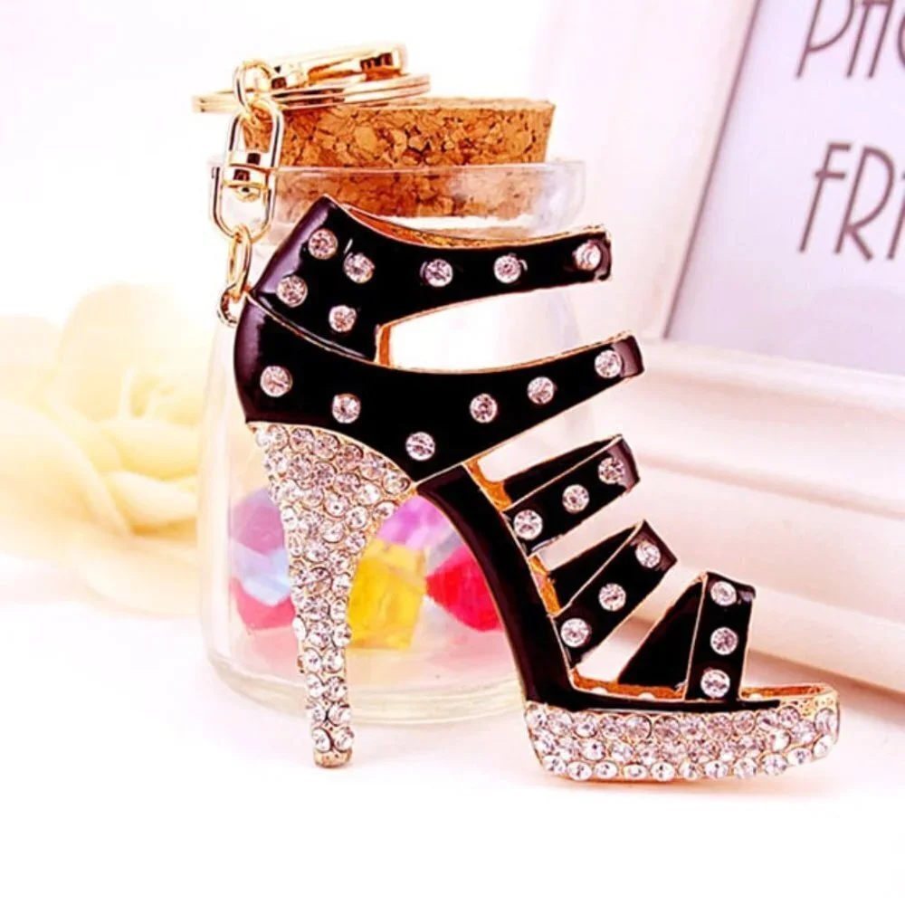 High Heel Shape Design Rhinestone Key Chain